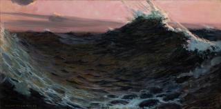 William de Leftwich Dodge - Surf Under Red Skies 19 x 38 1/8 in. (48.3 x 96.8 cm.)