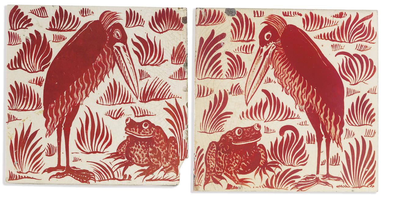 William de Morgan - A Pair of Ceramic Tiles, 1872-1881