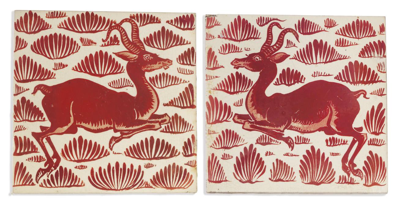 William de Morgan - A Pair of Ceramic Tiles, 1872-1881