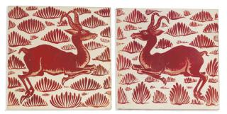 William de Morgan - A Pair of Ceramic Tiles, 1872-1881