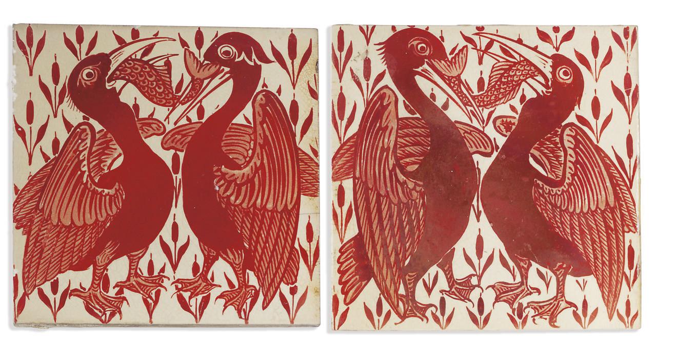 William de Morgan - A Pair of Ceramic Tiles, 1872-1881