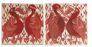 William de Morgan - A Pair of Ceramic Tiles, 1872-1881