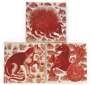 William de Morgan - Three Ceramic Tiles, 1872-1881