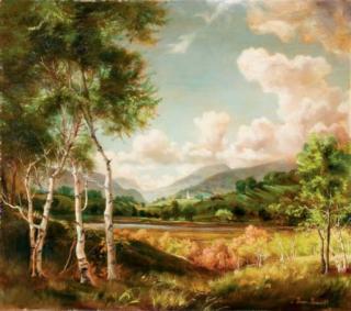 William Dean Fausett - Landscape with a church in the distance