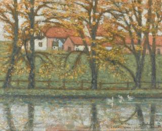 William Degouve De Nuncques - Belgian river Landscape