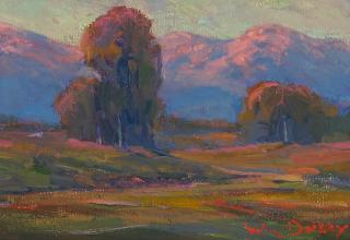 William Dorsey - Twilight on Mountain Top 5 x 7 in. framed 12 x 14 in.