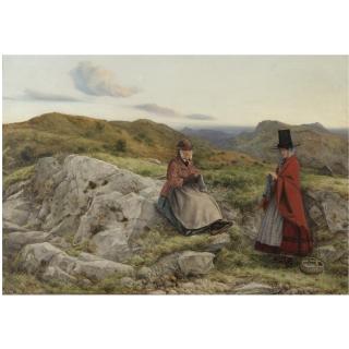 William Dyce, R.A., H.R.S.A. - Welsh Landscape With Two Women Knitting