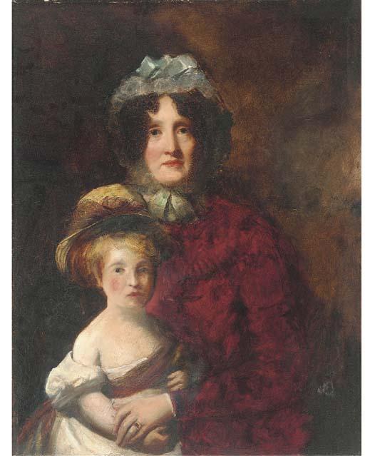 William Dyce - Portrait Of Euphemia A. Murray Of Lintrose (B.1769) And Her Daughter, Half-Length, The Mother In A Red Dress, The Daughter In A White Dress
