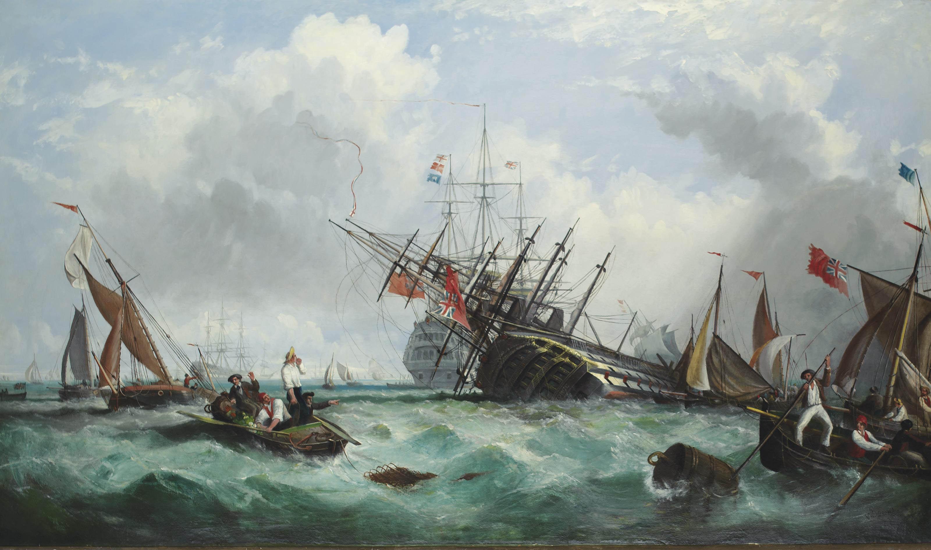 William E.D. Stuart - The loss of the 100-gun First Rate H.M.S. Royal George at Spithead, 29th August 1782
