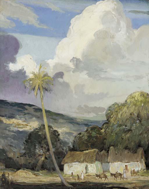 William Edouard Scott - Haitian Landscape with Homes