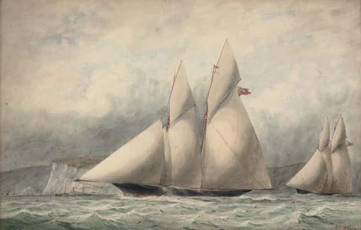 William Edward Atkins - Cambria and Sappho in close quarters off the Isle of Wight