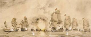 William Edward Atkins - The Battle of Trafalgar, 21st October 1805:  The destruction of the French 74-gun Achille