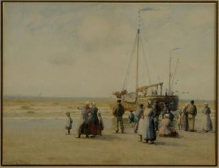 William Edward Norton - Fishermen return from a day\'s work; and a companion work