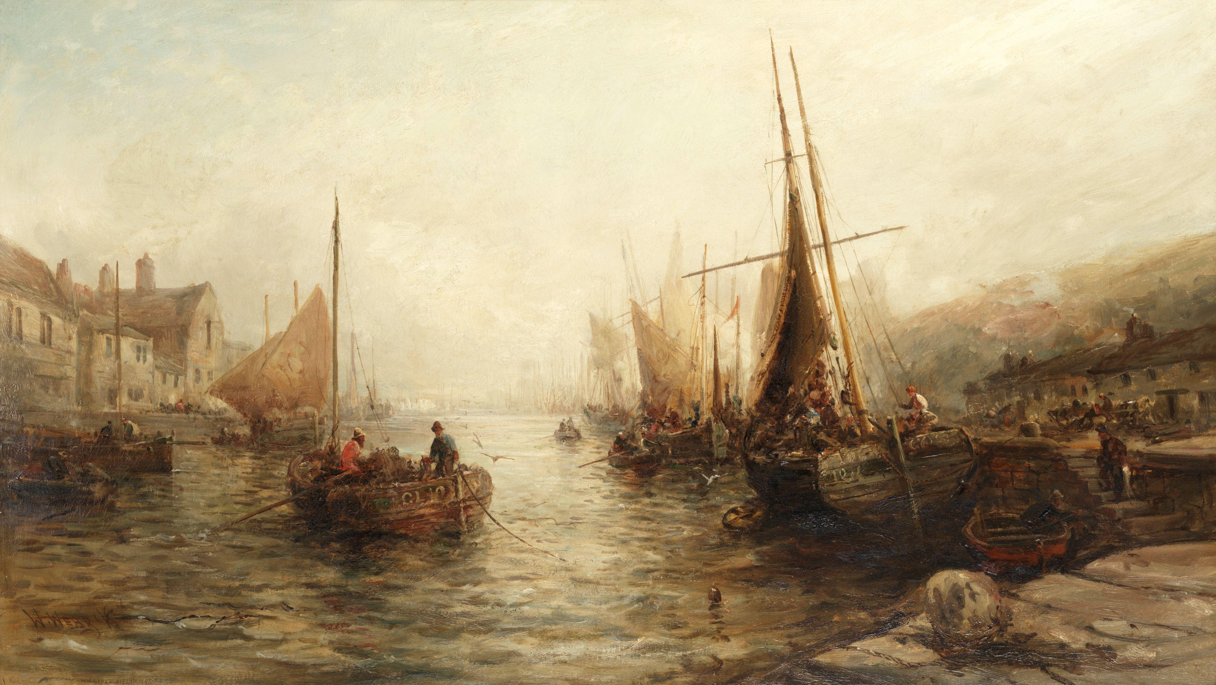William Edward Webb - A busy harbour scene
