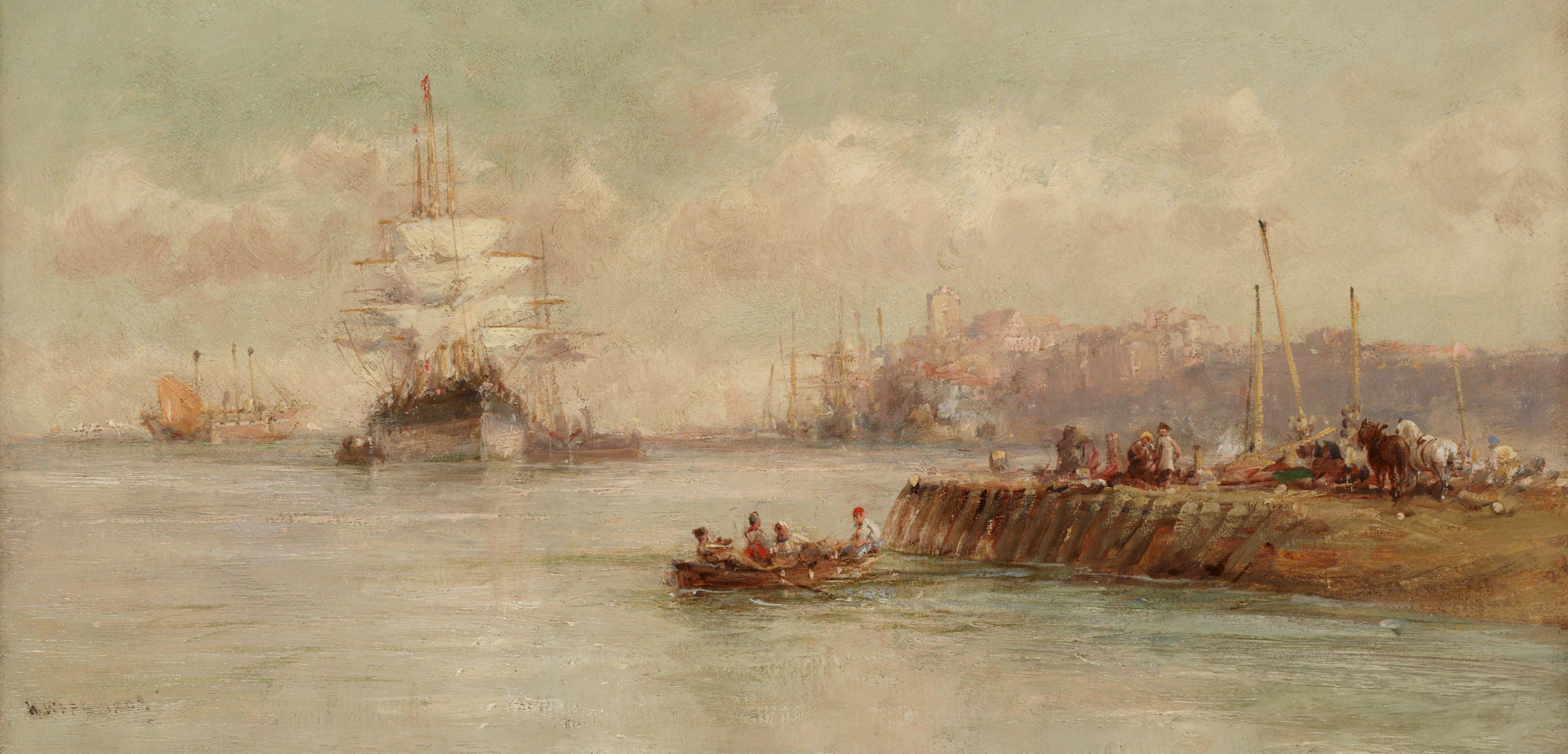 William Edward Webb - A harbour scene, possibly Peel, Isle of Man