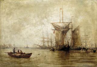 William Edward Webb - A Ship In Distress Entering Peel Harbour; And The Tyne, Near Jarrow