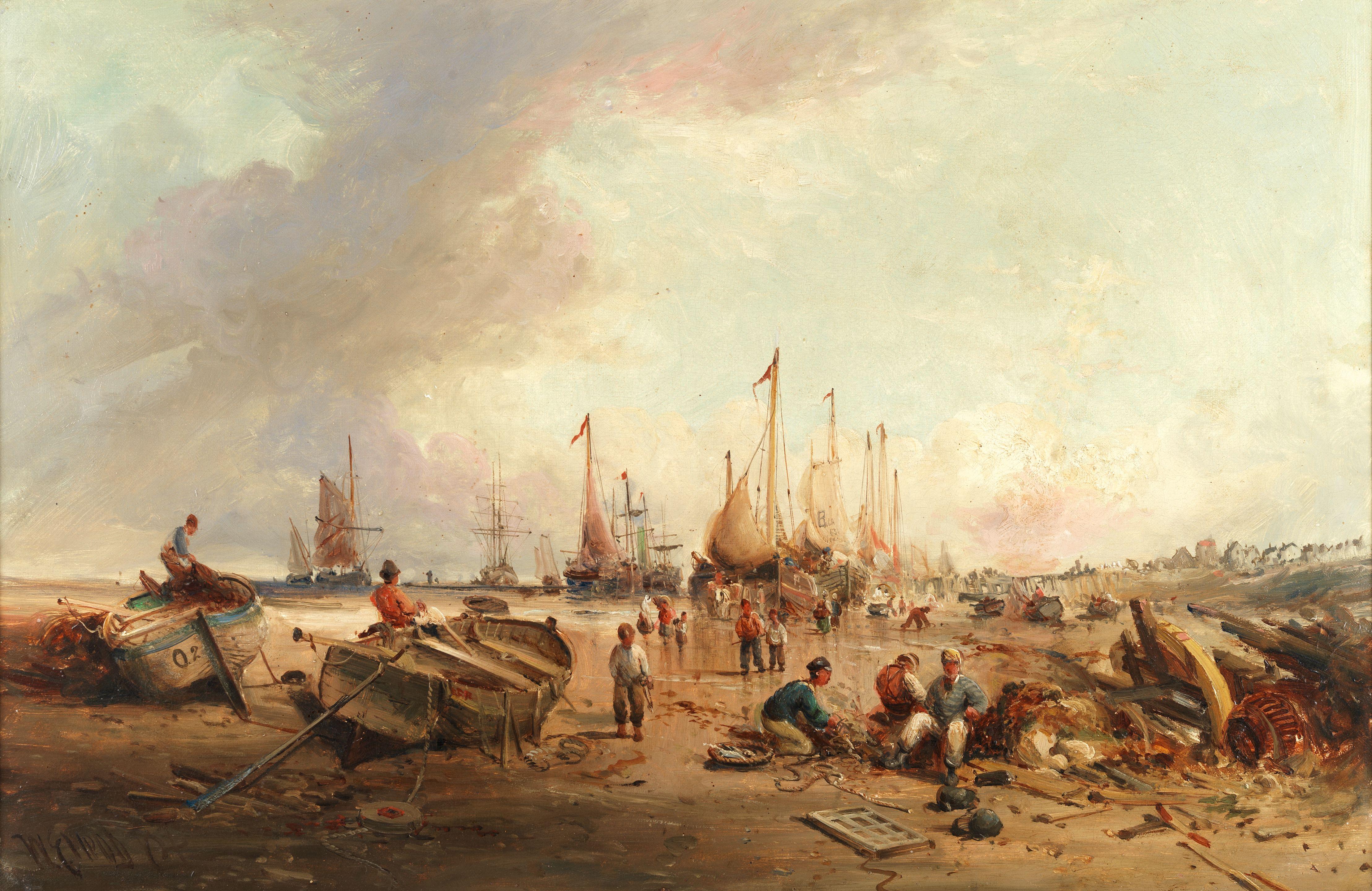 William Edward Webb - Fishing boats at low tide