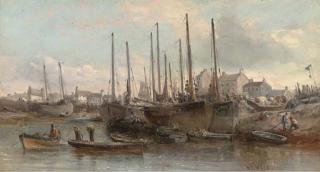 William Edward Webb - Fishing Boats In The Harbour At Peel