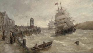 William Edward Webb - Sailing Traders Coming Into Port On The High Tide