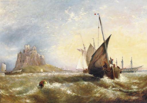 William Edward Webb - Shipping near St Michael\'s Mount in Penwith, Cornwall
