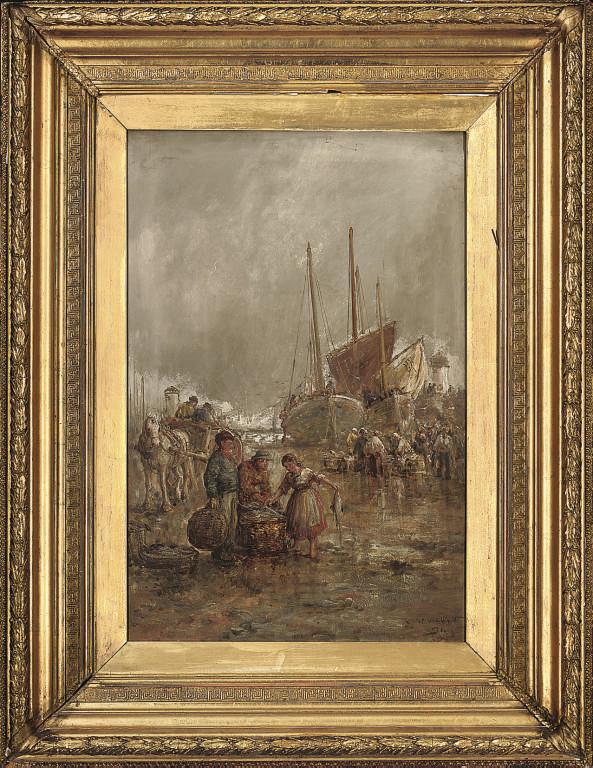 William Edward Webb - Sorting the catch on the quayside, Peel, Isle of Man