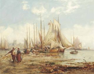 William Edward Webb - The St. Ives Fishing Fleet Unloading Their Catch