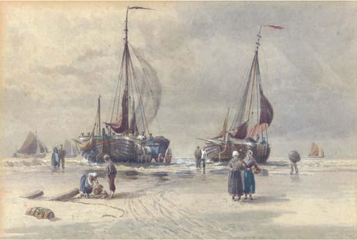 William Edwards Croxford - Dutch Pincks On The Beach At Scheveningen