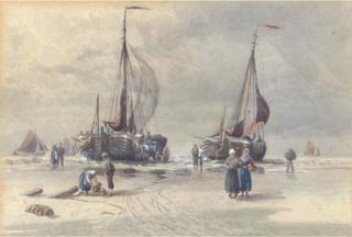 William Edwards Croxford - Dutch Pincks On The Beach At Scheveningen