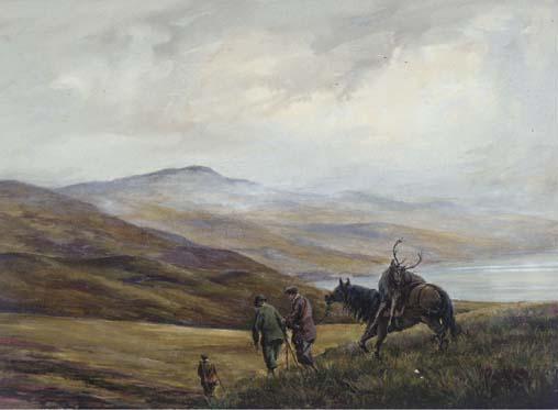 William Ellis Barrington Brown - A beast coming home, Loch Tayside; and November evening, Ben Hue, Perthshire