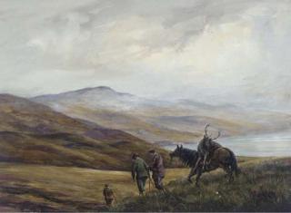 William Ellis Barrington Brown - A beast coming home, Loch Tayside; and November evening, Ben Hue, Perthshire