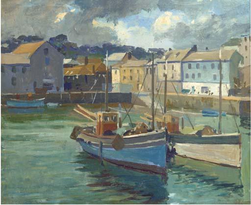 William Eric Thorp, R.S.M.A. - Fishing trawlers in the harbour at Mevagissey
