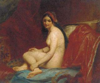 William Etty, R.A. - A female nude in an interior