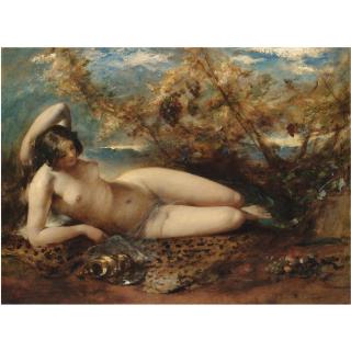 William Etty, R.A. - A Young Woman Reclining On A Fur Rug