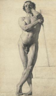 William Etty, R.A. - Pensive male nude, standing