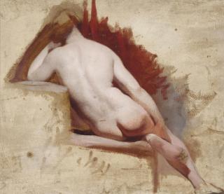 William Etty, R.A. - Seated female nude study