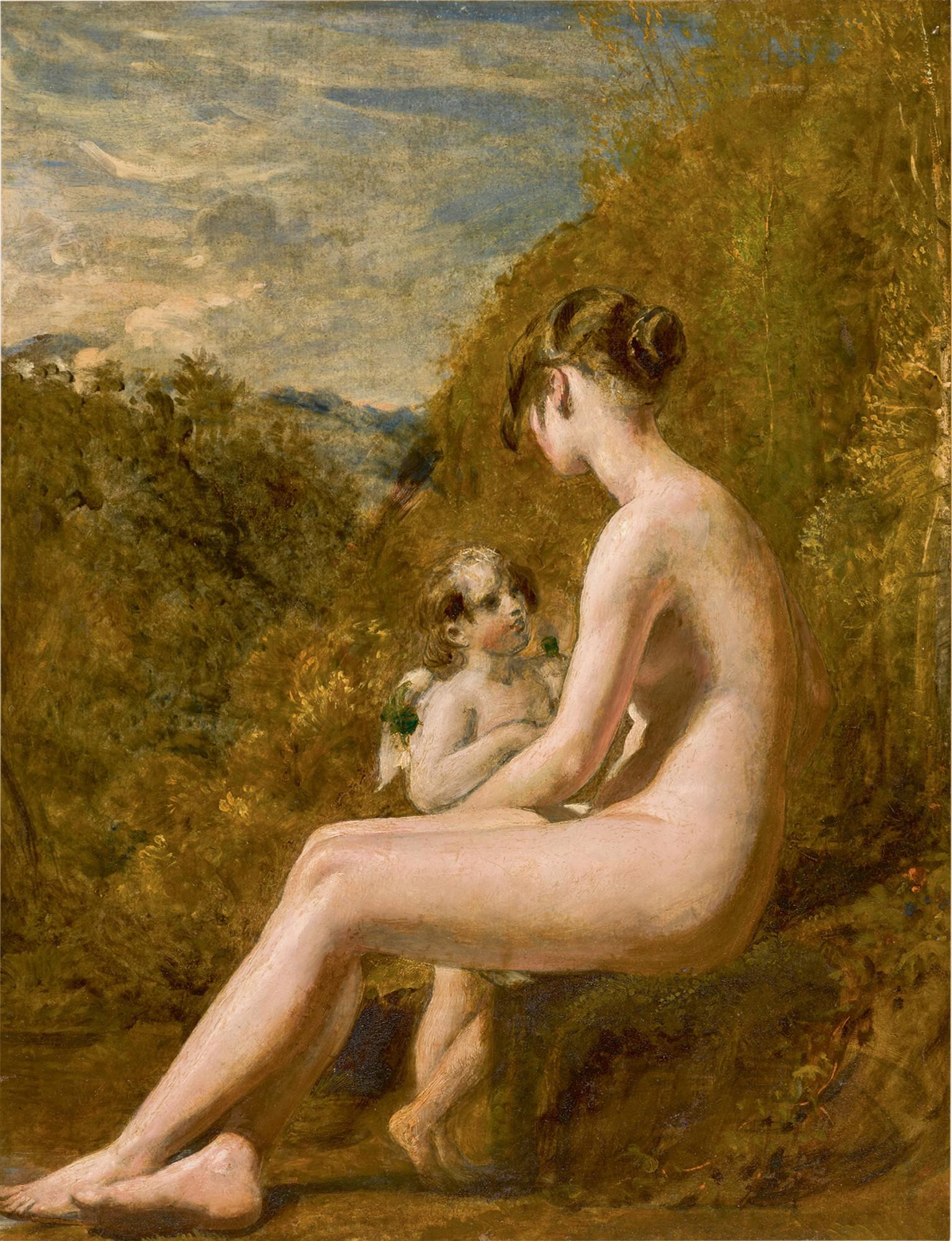 William Etty, R.A. - Venus And Cupid In A Landscape