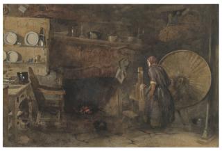 William Evans of Bristol - A kitchen interior with a woman spinning