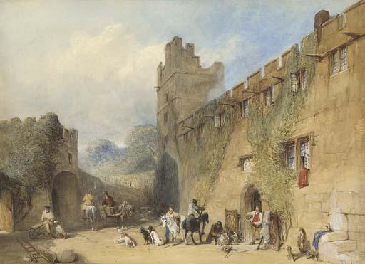 William Evans of Eton, O.W.S. - A shooting party outside Haddon Hall, Derbyshire