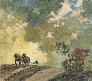 William Francis Longstaff - Ploughing; and Summer lake