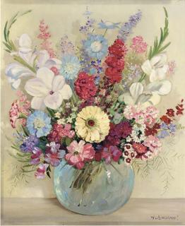 William Francis Longstaff - Summer flowers in a glass bowl