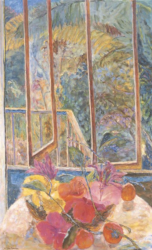 William Francis Robinson - Hibiscus and Persimmoms