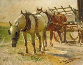 William Frank Calderon - Cart horses
