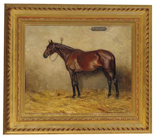 William Frank Calderon - Kilbroney, A Bay Hunter In A Stable