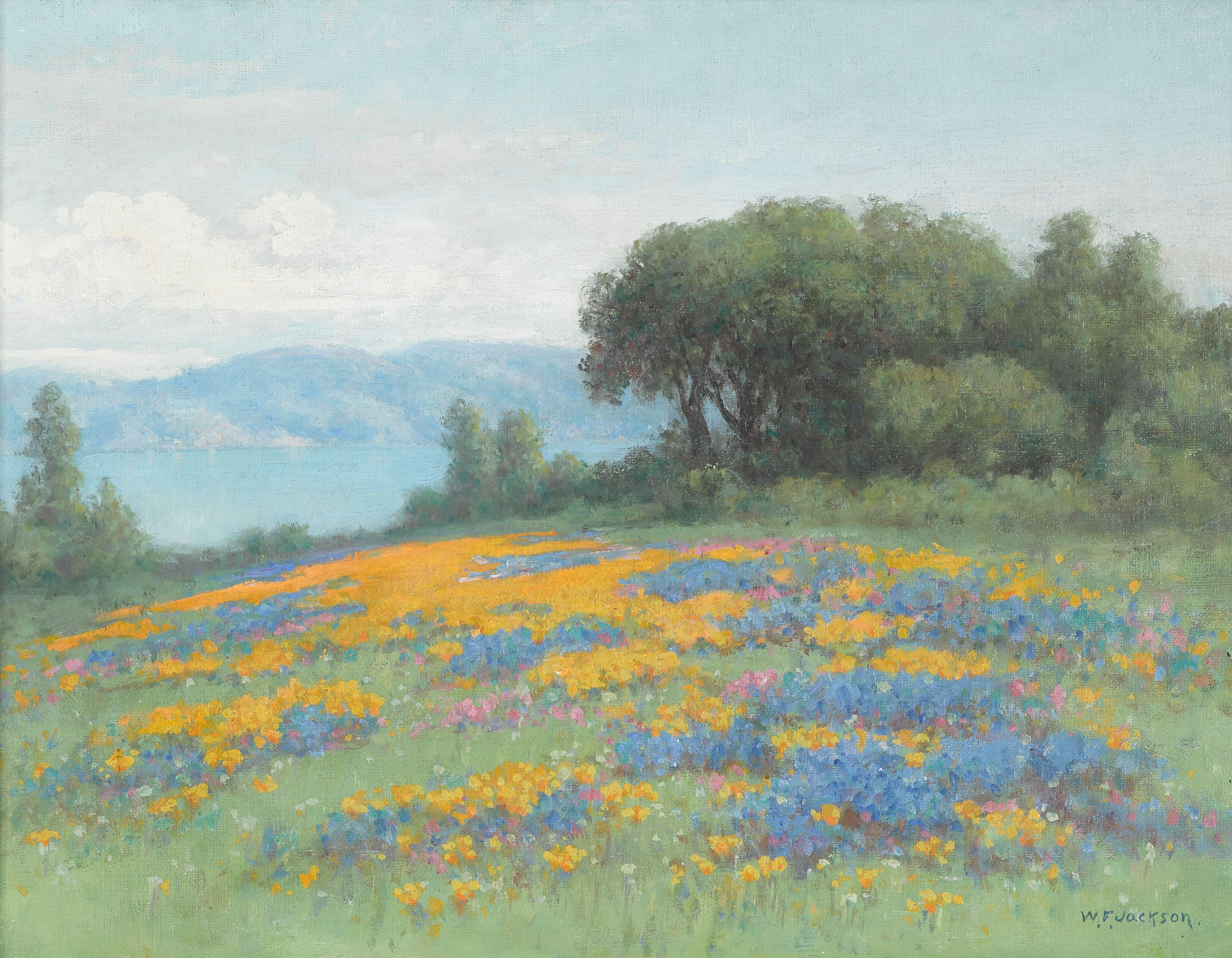 William Franklin Jackson - California landscape with poppies and lupine