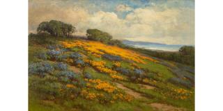 William Franklin Jackson - Poppies and Lupine (Near San Francisco Bay) 20 1/4 x 30 1/4 in. framed 25 1/2 x 35 1/2 in.
