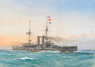 William Frederick Mitchell - HMS Lord Nelson; HMS Duncan, two works each 24.8 x 35cm (9 3/4 x 13 3/4in). (2)