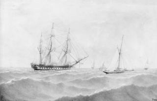 William Frederick Settle - The iron screw frigate H.M.S. Raleigh;  and The twin-turret ship H.M.S. Edinburgh at sea