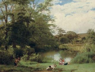 William Frederick Witherington, R.A. - Gathering Watercress On The Banks of The Mole, Surrey