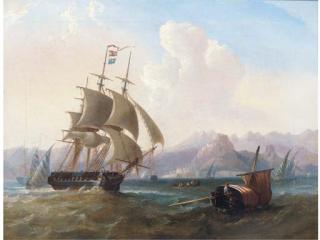 William Garthwaite - A British Frigate Amidst Native Craft Off Corfu