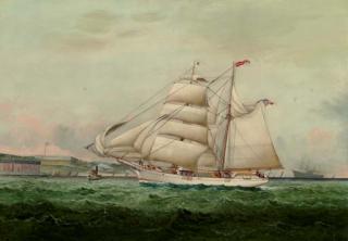 William Gay Yorke - The American yacht Atalanta  probably passing Fort Adams, Newport